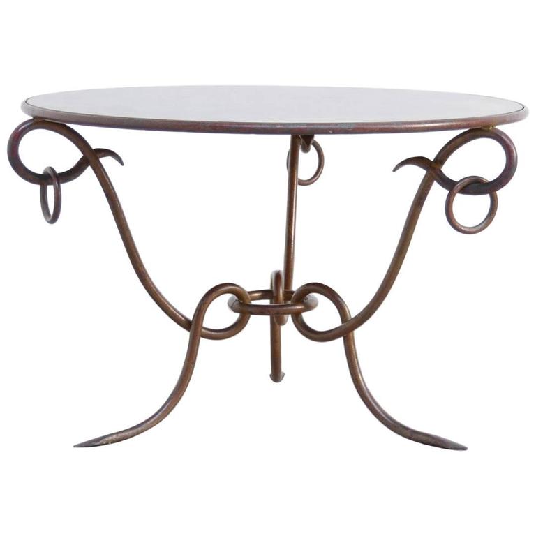 Gilded Iron Coffee Table by René Drouet For Sale at 1stdibs