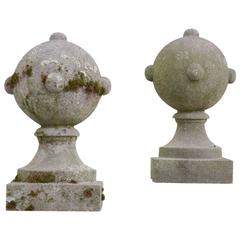 Pair of Geometric Blue Stone Garden Ornaments