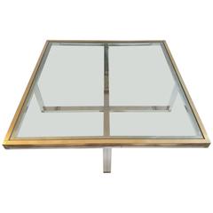 Large Coffee Table by Romeo Rega in Brass and Chrome