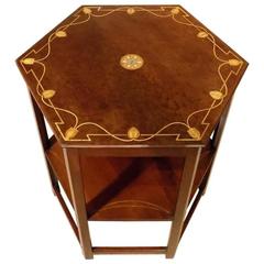 Mahogany Arts & Crafts Period Hexagonal Inlaid Table by Shapland & Petter of B