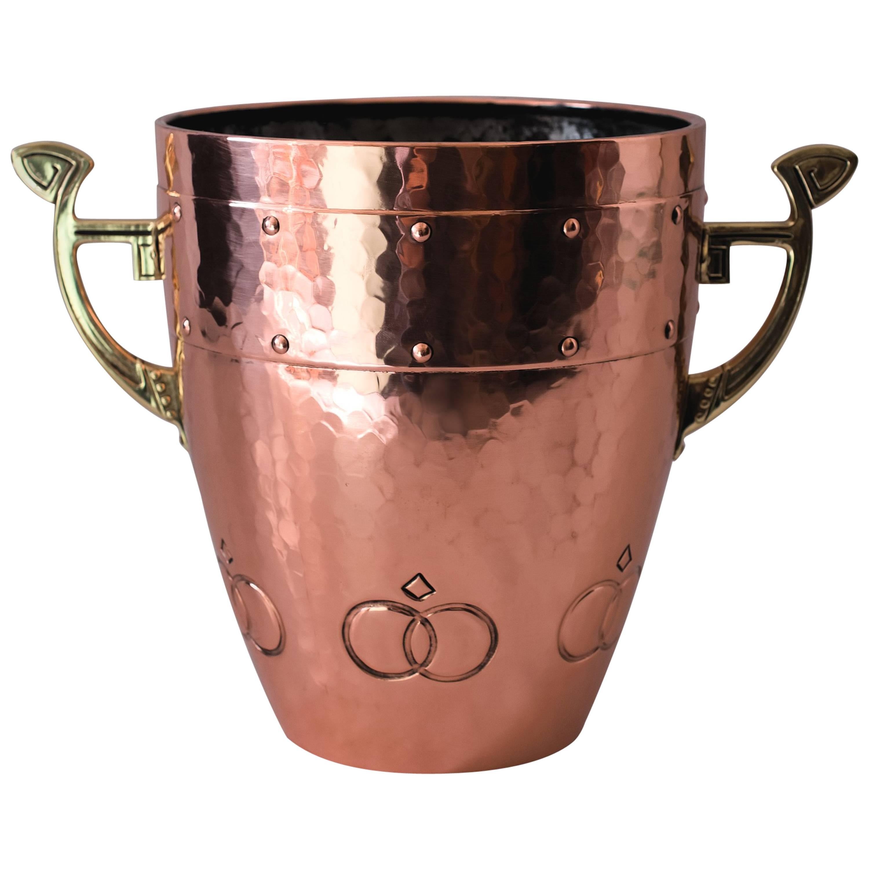 WMF Palm Pot Hammered Copper and Brass