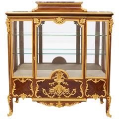 Ormolu-Mounted Kingwood and Marble Antique French Vitrine