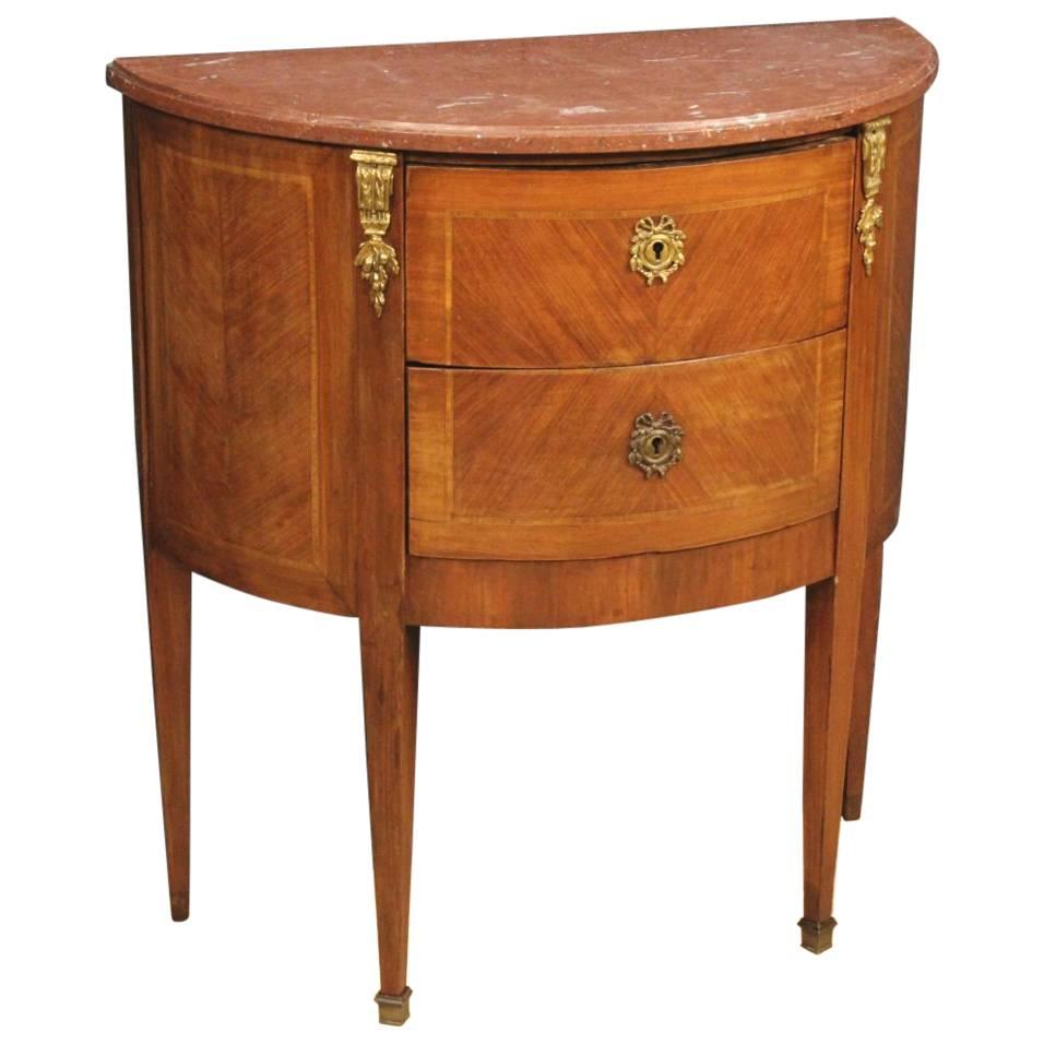 20th Century French Demilune Dresser in Louis XVI Style with Marble Top