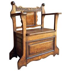 Antique Hall Chair Umbrella Stand Solid Oak Edwardian, 20th Century, 1900