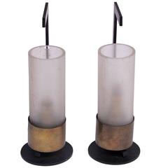 1950s Pair of Night Lights in Lacquered Metal and Bronze Vintage 1950s Pair of Night Lights in Lacquered Metal and Bronze