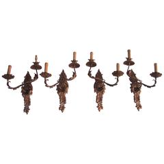 1960s Two Pairs of Sconces in Brass by Maison Charles 4