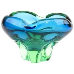 Murano Venetian Glass Bowl, Blue or Green Glass, 1950s-1960s