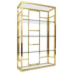 Vintage Italian Brass Bookcase or Cabinet