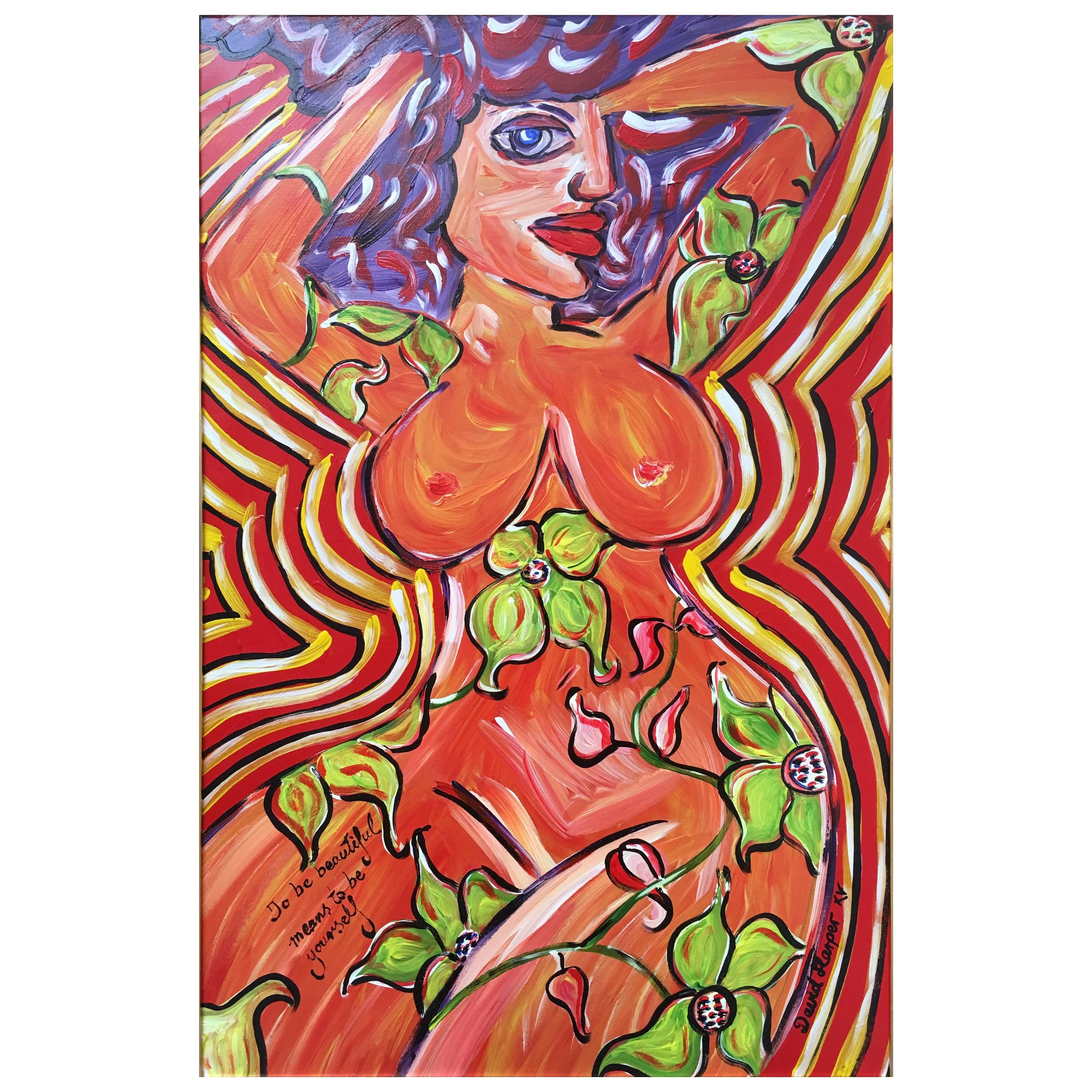 Tattooed Nude.  Original painting by David Harper For Sale