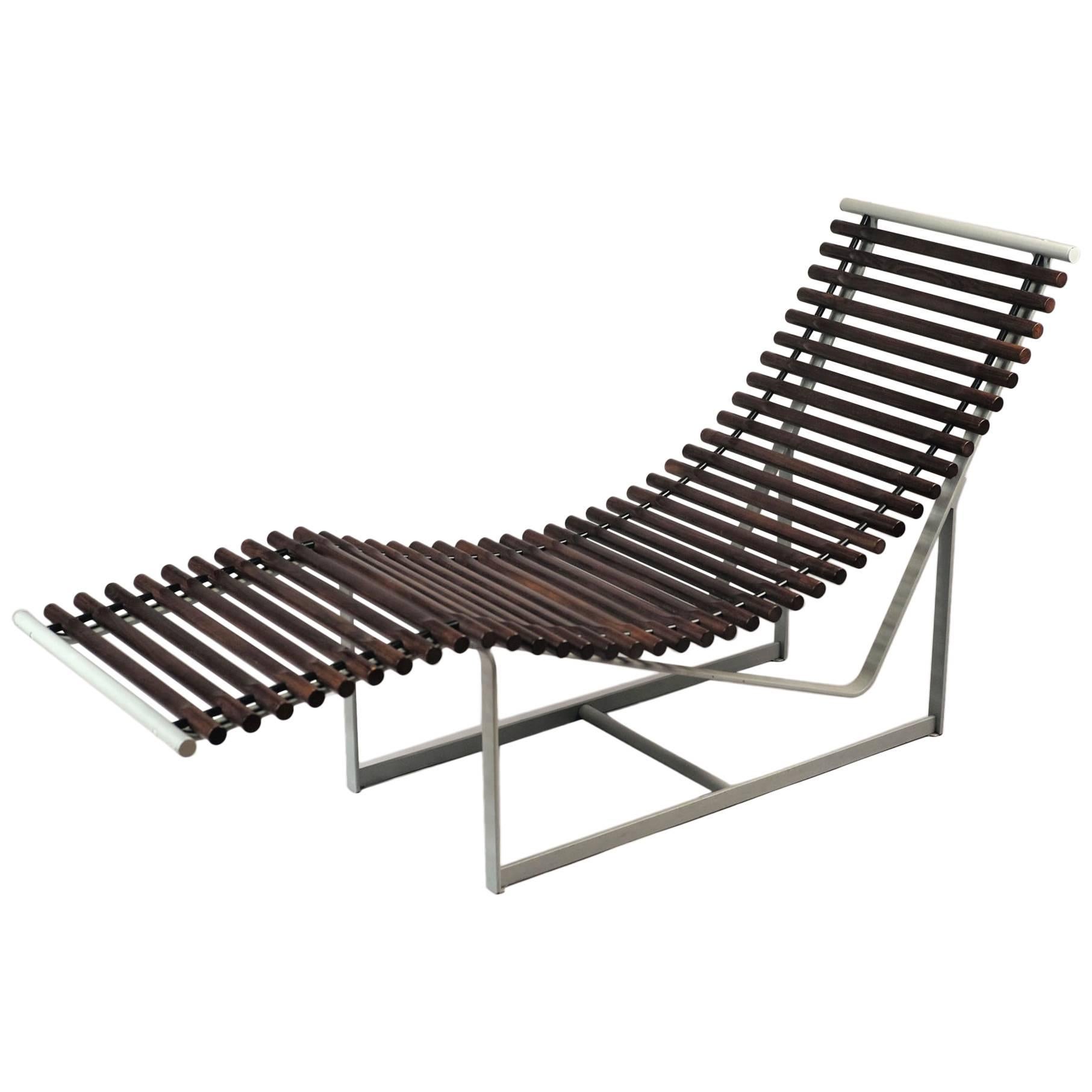 Italian Rosewood and Anodized Metal Lounge Chair, 1980s