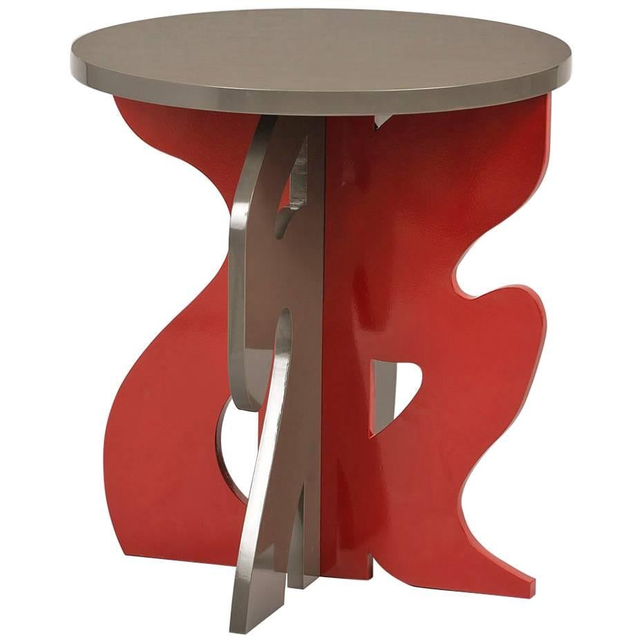 Guy de Rougement / Red and Grey / Side Table / In stock For Sale