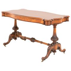 Superb Quality Burr Walnut Two-Drawer Library Table