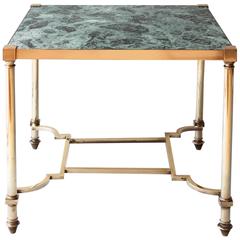 Art Deco French Coffee Table with Green Marble Attributed to Maison Jansen, 1940