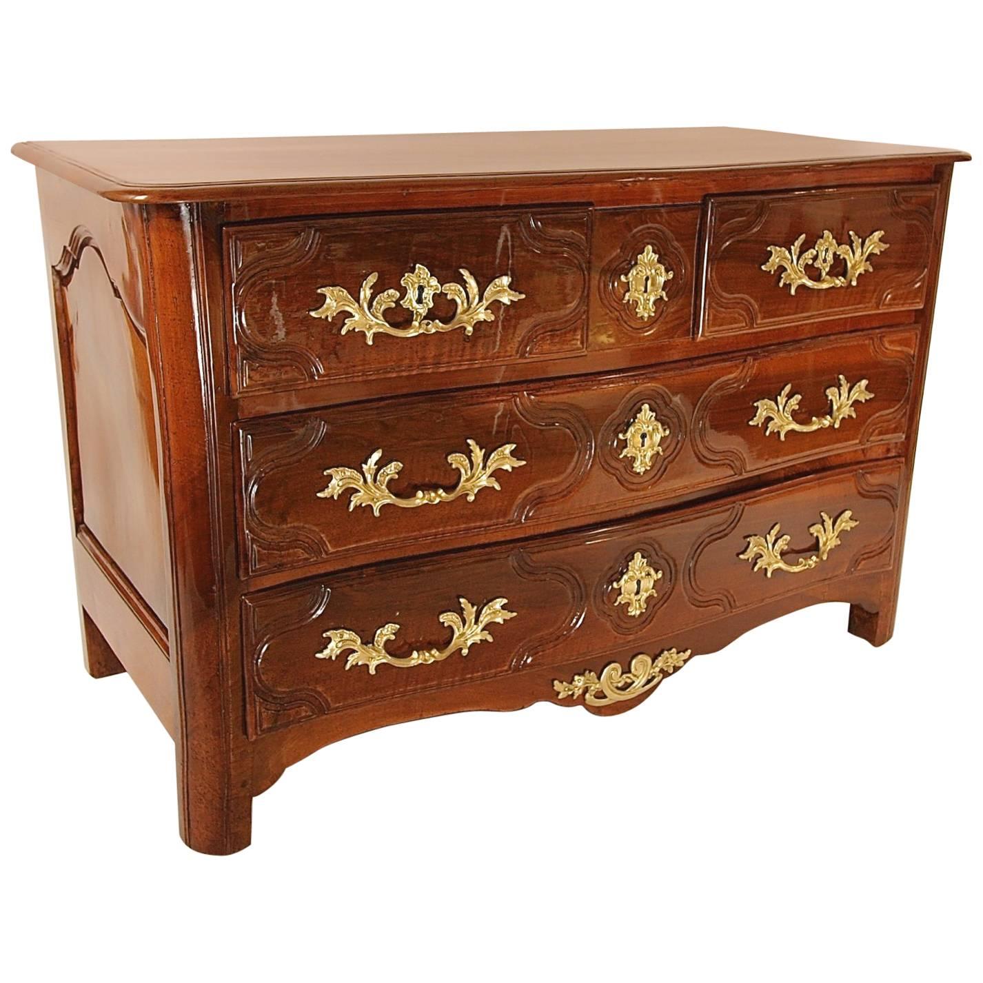 Early 18th Century French Regence Walnut Gilt Bronze Commode For Sale