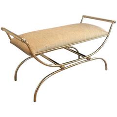 Vintage French Midcentury Modern Brass Plated Bench