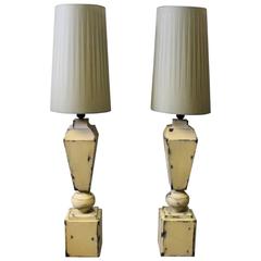 Tall Tablelamps of Painted Metal with Grey Lamp Shades, 1960s 10