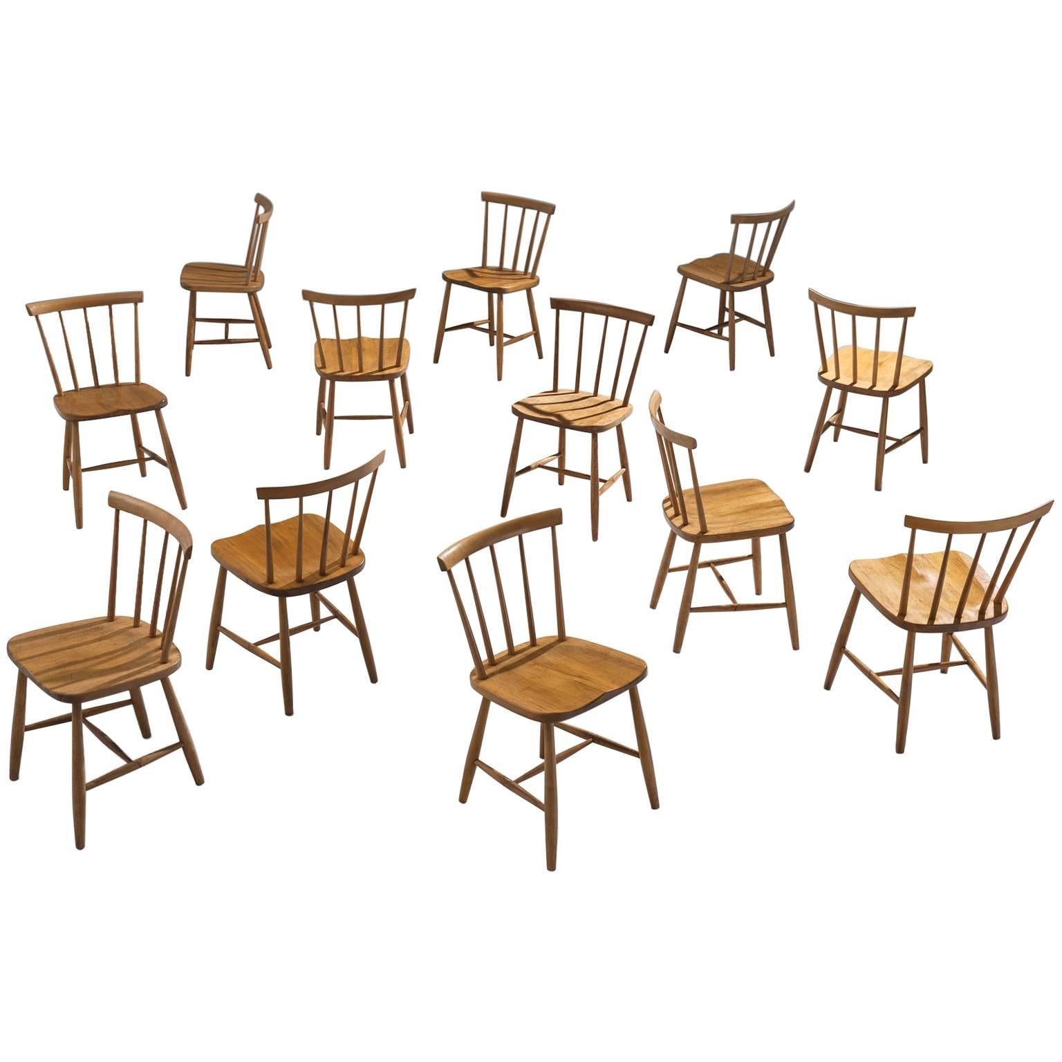 Large set of Ercol Beech Dining Chairs