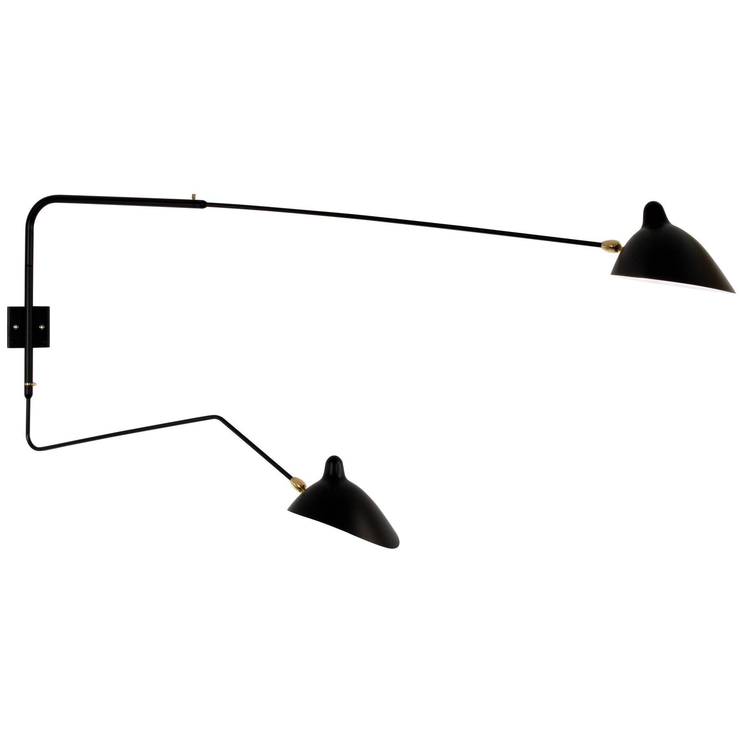 Design Serge Mouille big sconce serge mouille model applique 2 rotating arms 1 straight curved for sale at 1stdibs