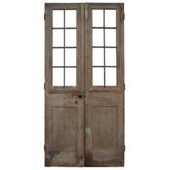 Pair of English Antique Pine Wooden Doors Decorative Garden Home Feature