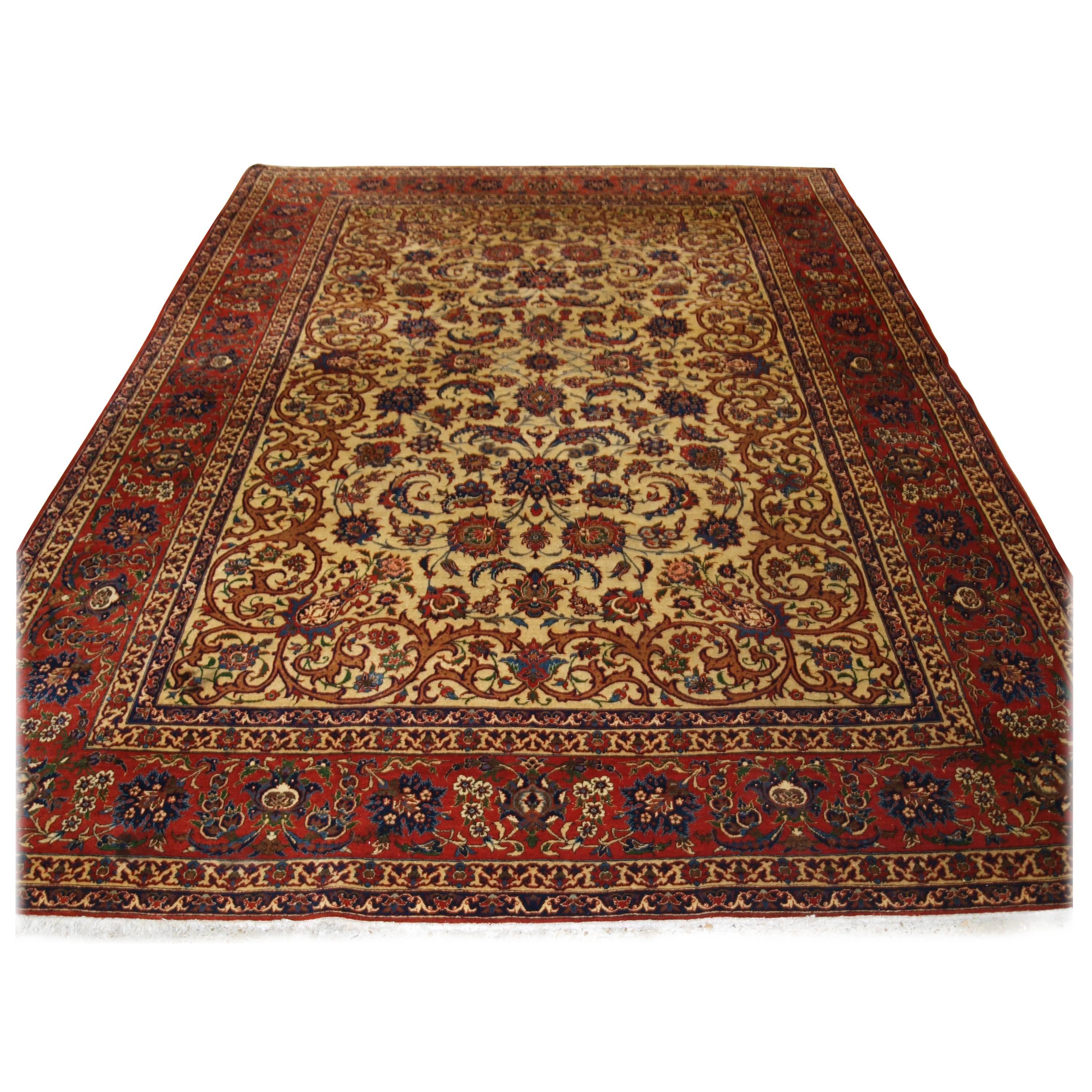 Old Persian Isfahan Carpet, of Superb Classic Design, Outstanding Color For Sale