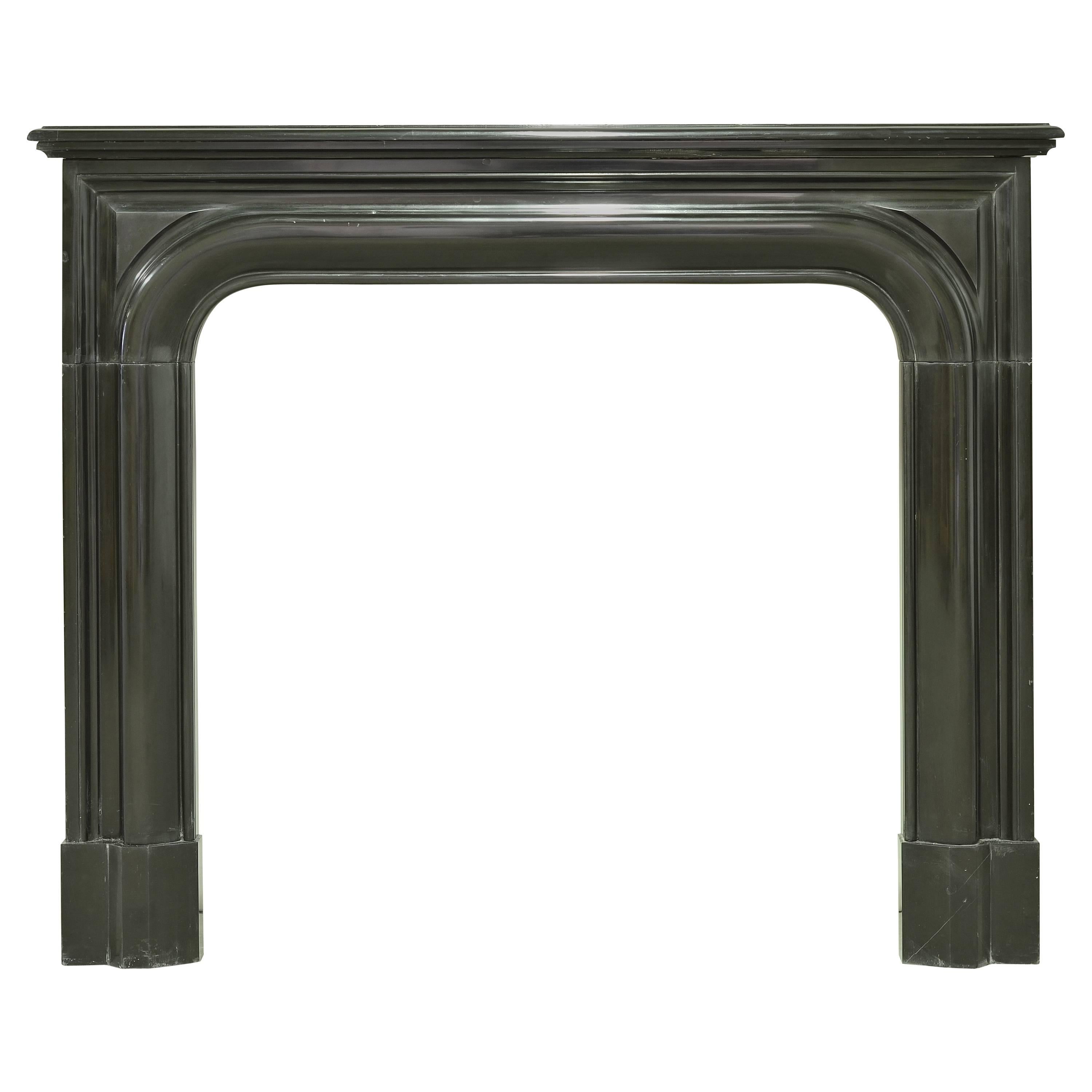 Small Antique French Louis XIV Fireplace in Black Marble