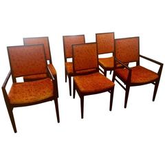 Vintage Mid-Century Modern Sleek Set of Six John Stuart Dining Chairs
