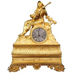 Fine and Early Ormolu Clock, Cavalier Playing a Guitar