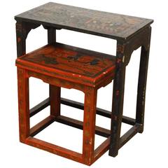 Pair of Chinese Coromandel Style Lacquered Tables