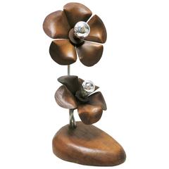 Flower Lamp in Wood, circa 1960