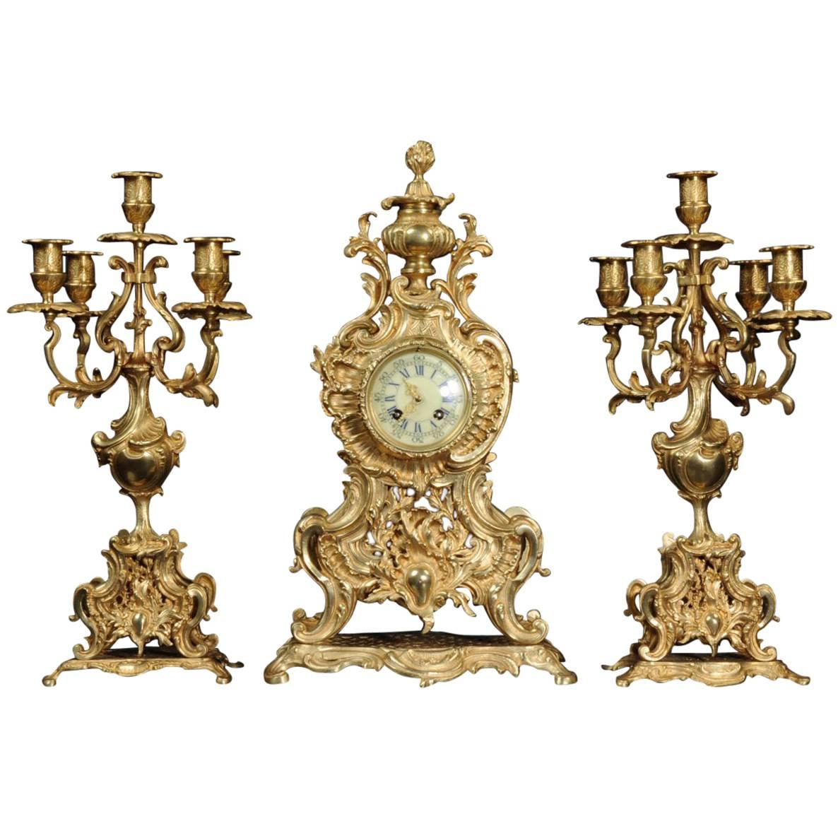 Large Rococo Clock Set by a D Mougin