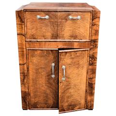 Vintage 1930s Art Deco English Walnut Cocktail Cabinet Bar