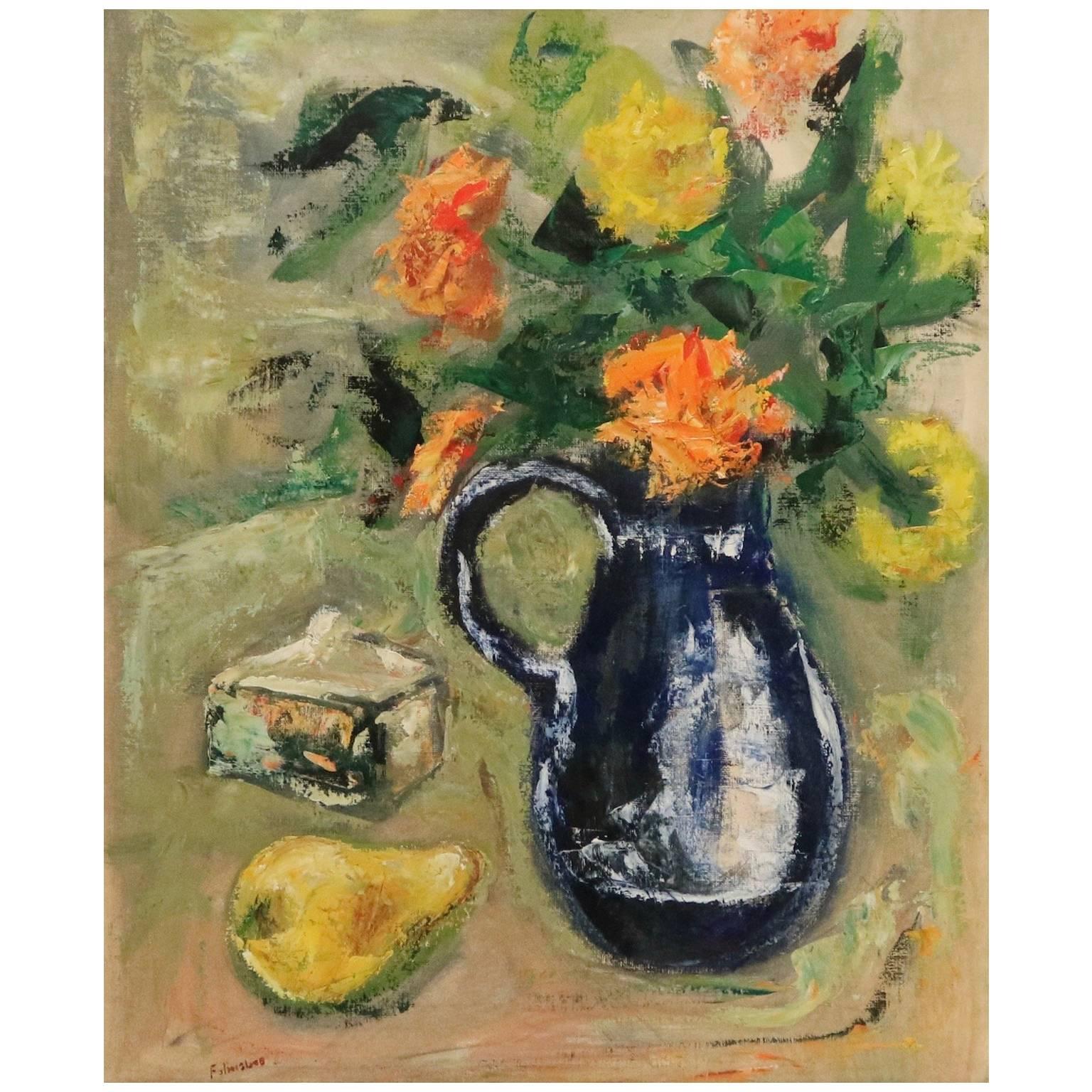 John Folinsbee, Floral Still Life with Pitcher, Signed