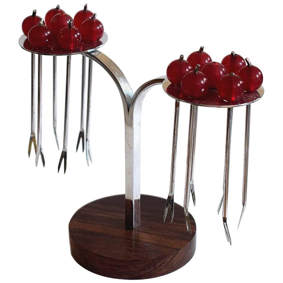 1930s Art Deco Cocktail Sticks in Chrome and Bakelite