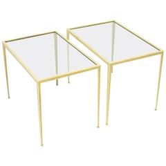 Pair of Brass and Glass Side Tables by Vereinigte Werkstätten, Germany 1960s