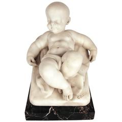 Antique Museum Quality Marble Sculpture of Baby