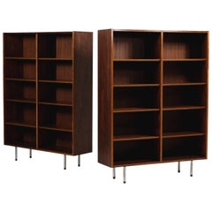 Large Pair of 1960s Poul Hundevad Bookcases Rosewood Danish Modern Shelves