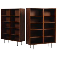 Large Pair of 1960s Poul Hundevad Bookcases Rosewood Danish Modern Shelves 1