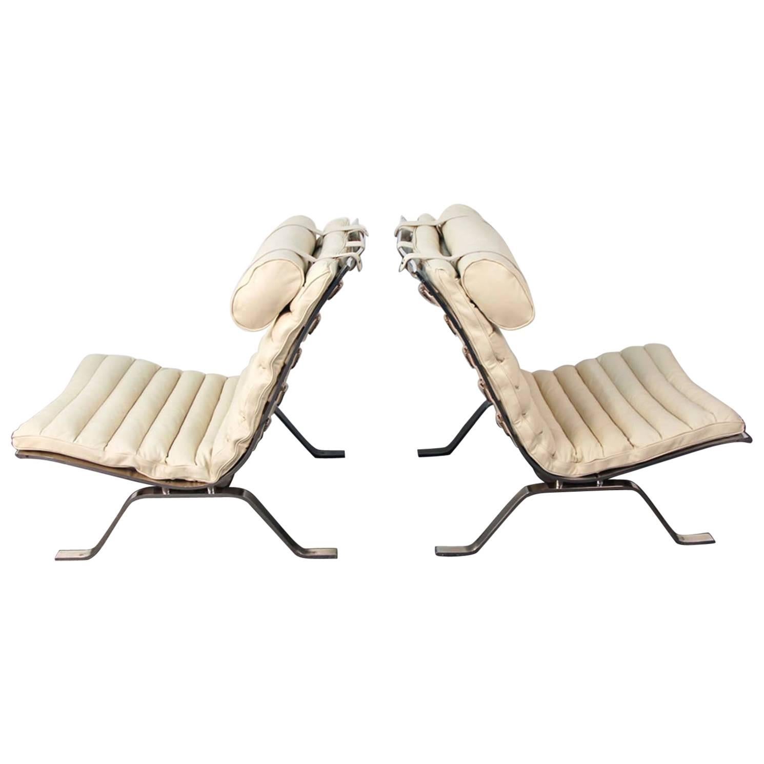 Pair of Original Arne Norell Newly Upholstered Ari Chairs For Sale