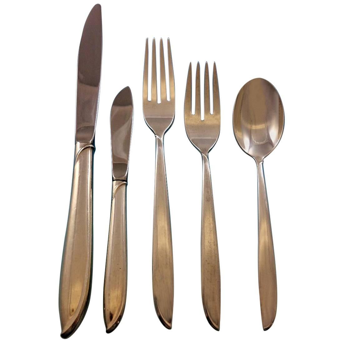 Silver Rhythm by International Sterling Silver Flatware Set 48 Service 251 Pcs For Sale