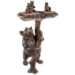 Black Forest Carved Figural Bear Smoking Stand