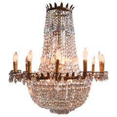 French Early 20th Century Empire Crystal and Bronze Chandelier 1