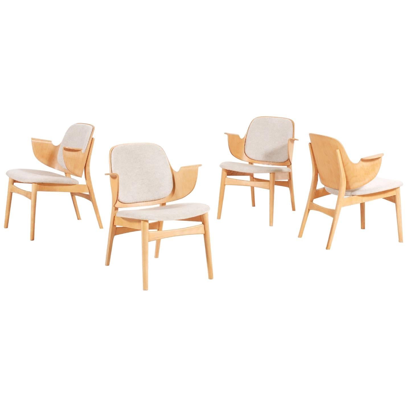 Hans Olsen Set of Four Chairs, Model 107, 1950s