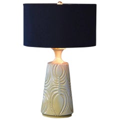 Yellow Ceramic Lamp with Decorative Elements by Robert Maxwell and New Shade