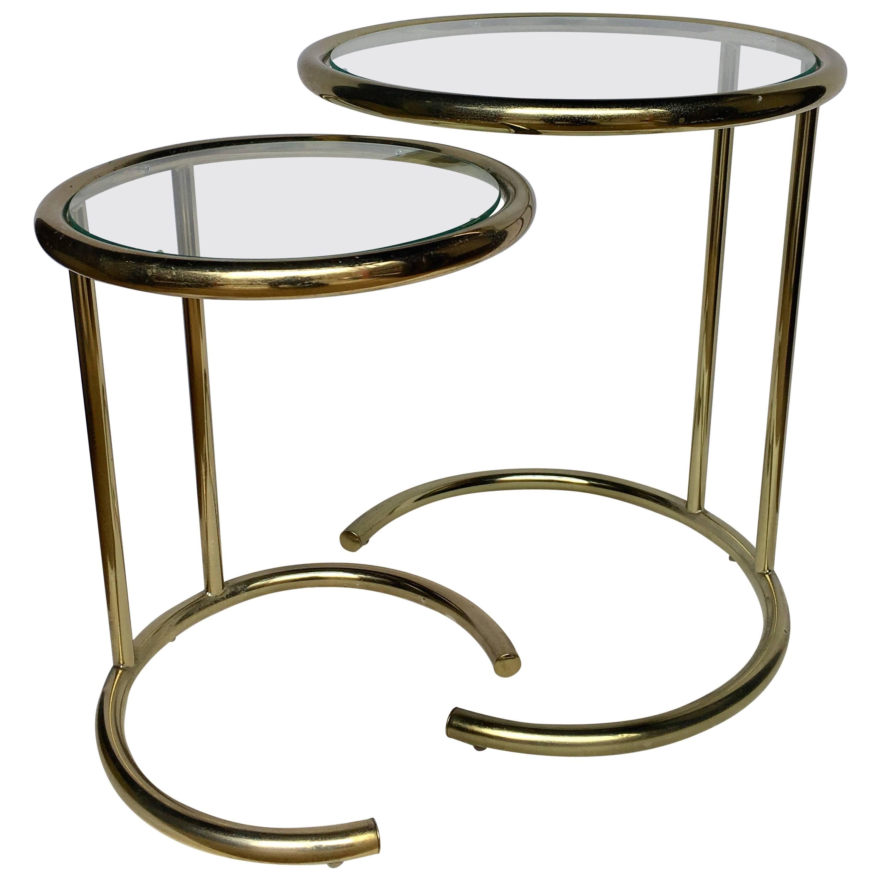 Mid-Century Modern Brass Nesting Side Tables