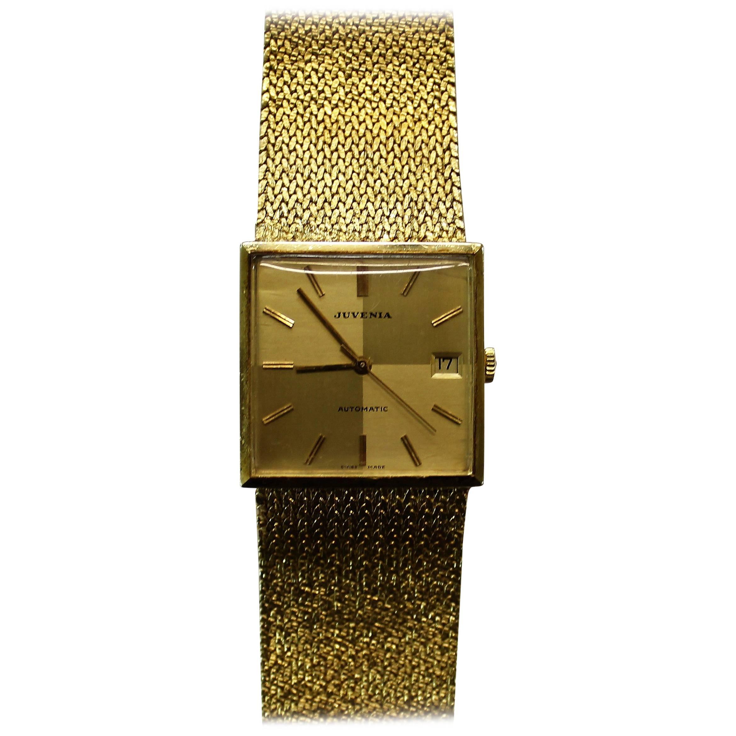 Vintage Juvenia Men's Automatic 18-Karat Gold Wristwatch