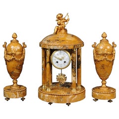 Antique Grand Tour Style Portico Clock Set by Samuel Marti