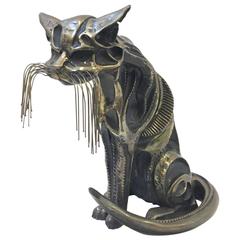 Sculpture de chat en bronze signée et numérotée par John Jagger