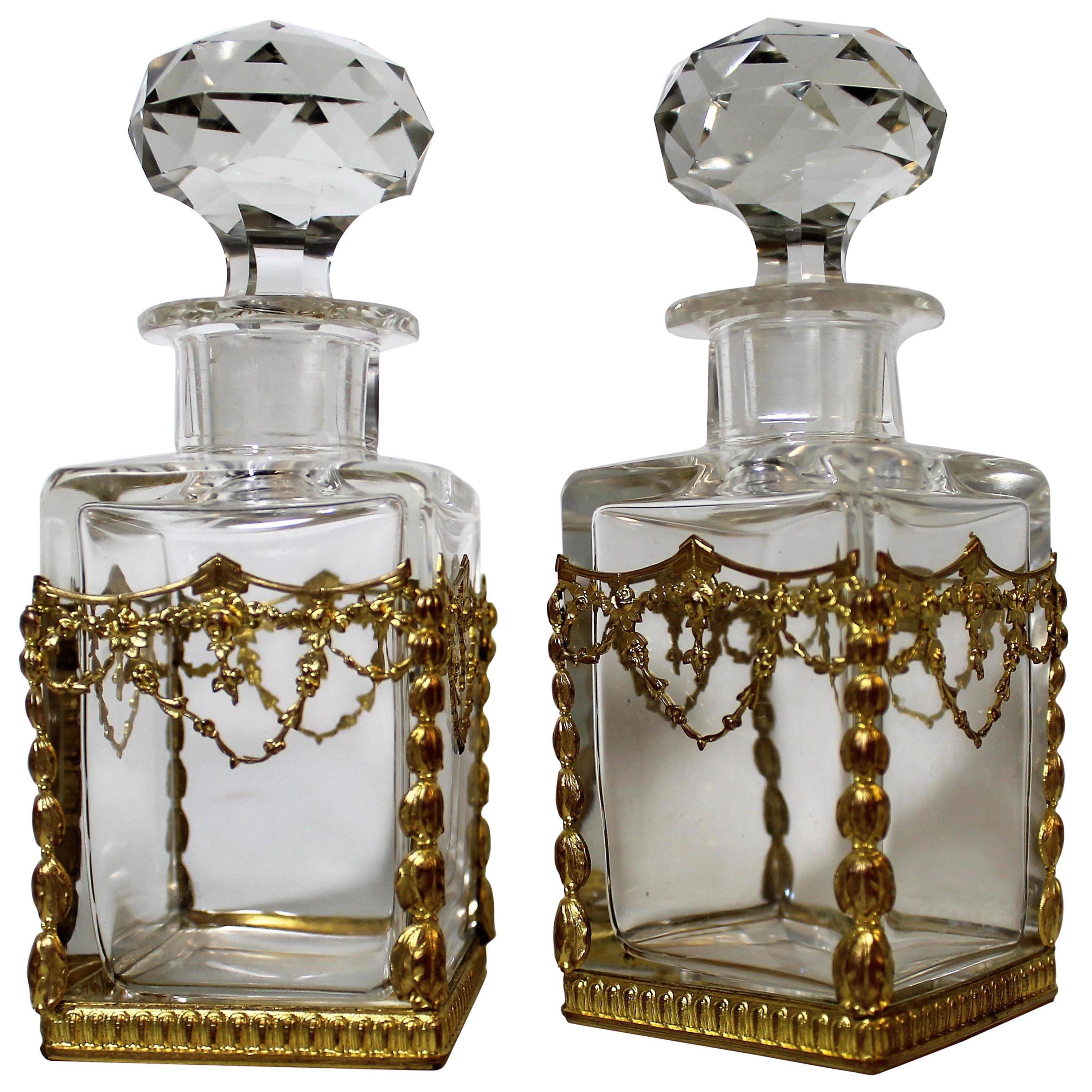 Pair of French Ormolu-Mounted Perfume Bottles