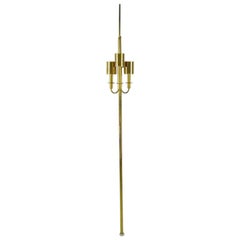 Three-Light Pole Lamp with Polished and Pierced Brass Shades