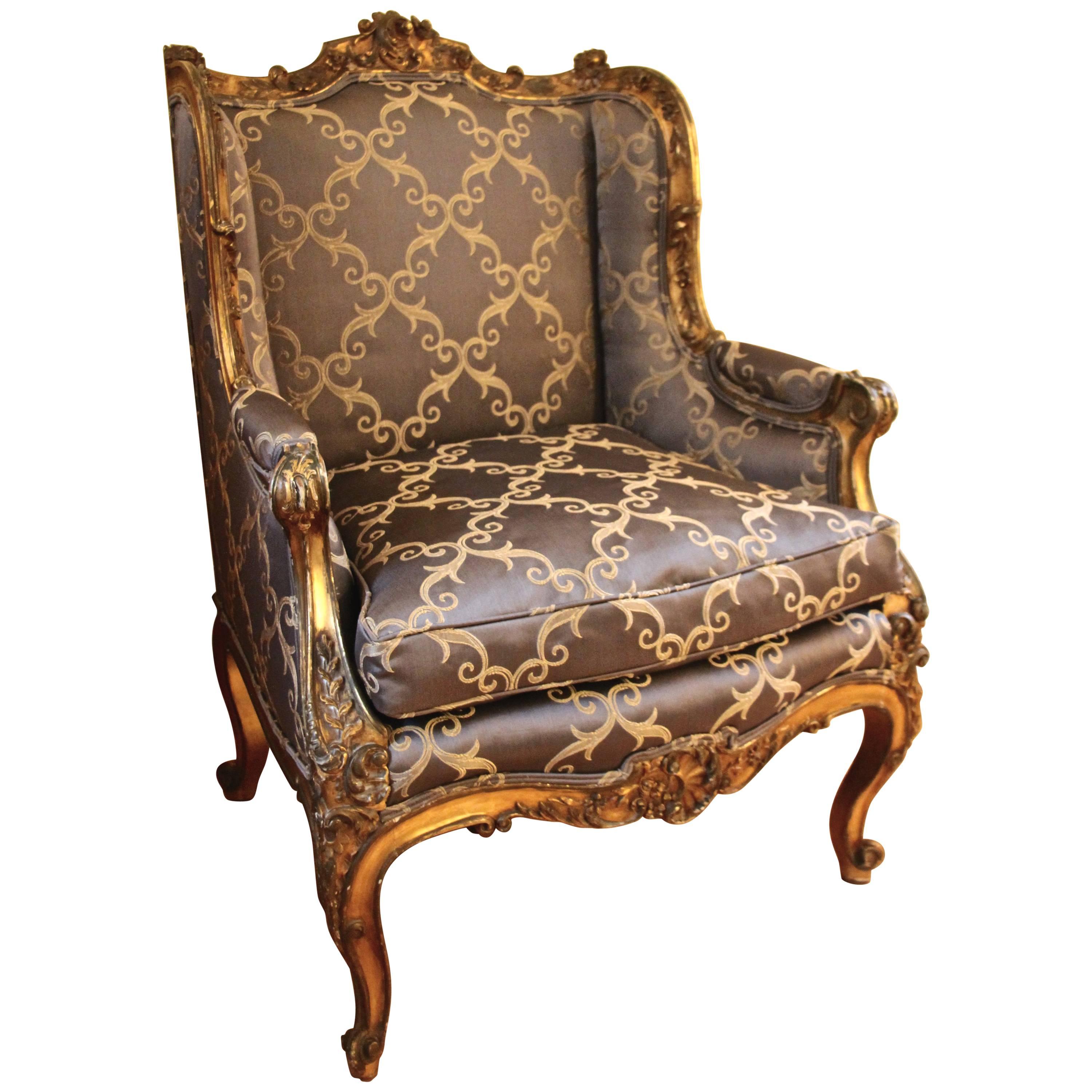 19th Century Giltwood Bergère For Sale